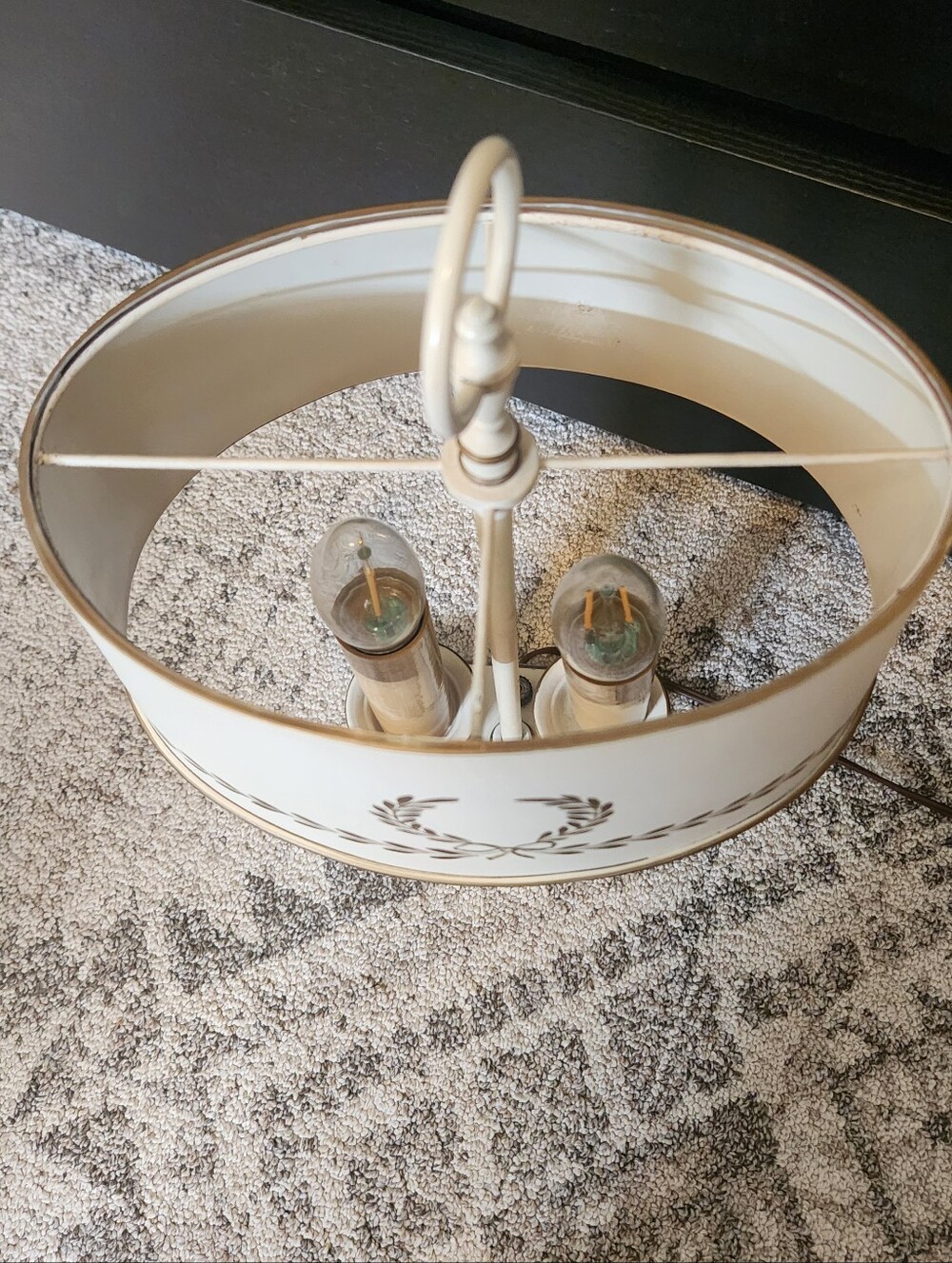 Vintage Cream And Gold Bouillotte Lamp - Picture 4 of 15